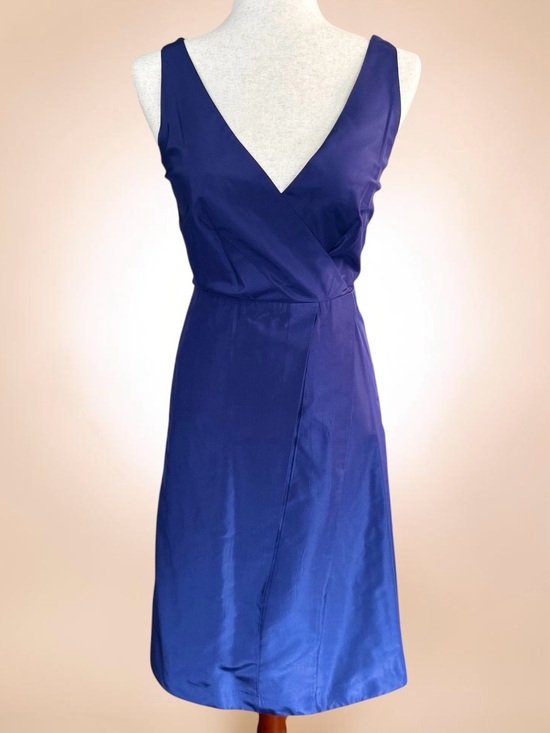J. Crew Dresses & Skirts - J.Crew Blue Silk Wrap Dress Size 8 Sleeveless V Neck Cocktail